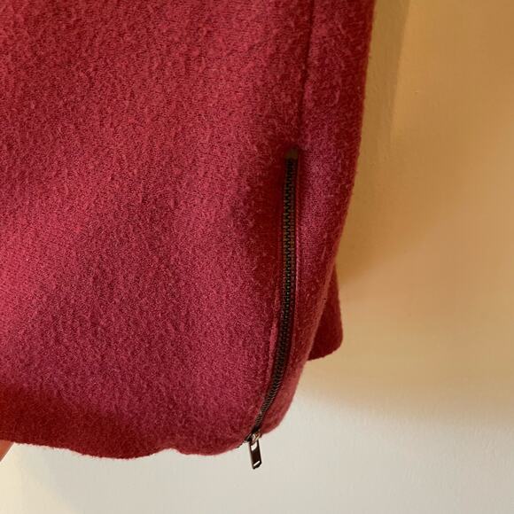 Nanette Lepore M red long sleeve sweater zip hem black cuffed wool blend - Picture 4 of 10